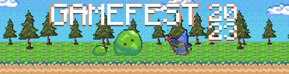 Pixel art banner for GameFest 2023. 