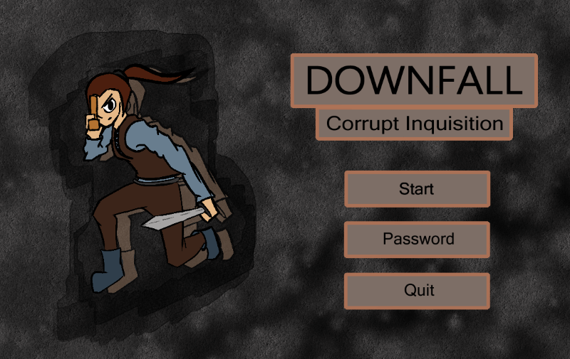 Main menu of Downfall: Corrupt Inquisition.