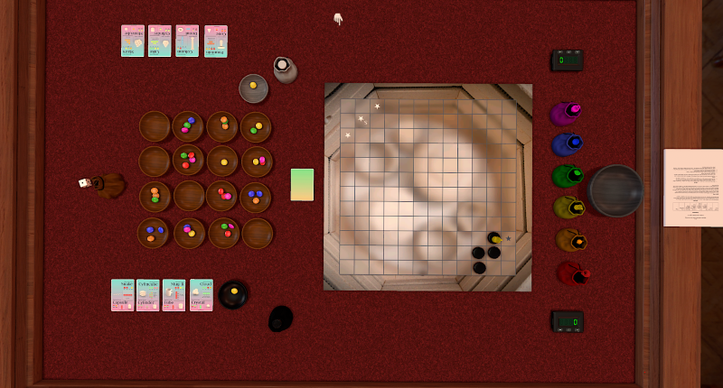 Top-down image of board from KILN on Tabletop Simulator.