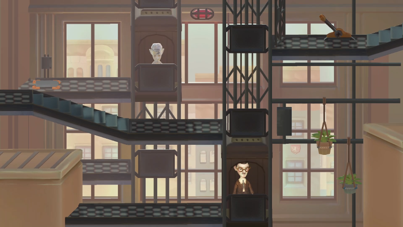 Screenshot of elevator puzzle in PAPER KAFKA.