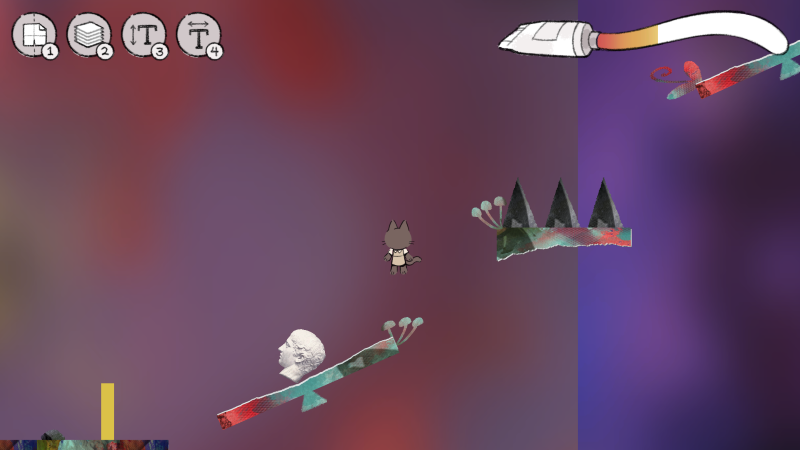 Screenshot of lever and spike platform in Recolor.
