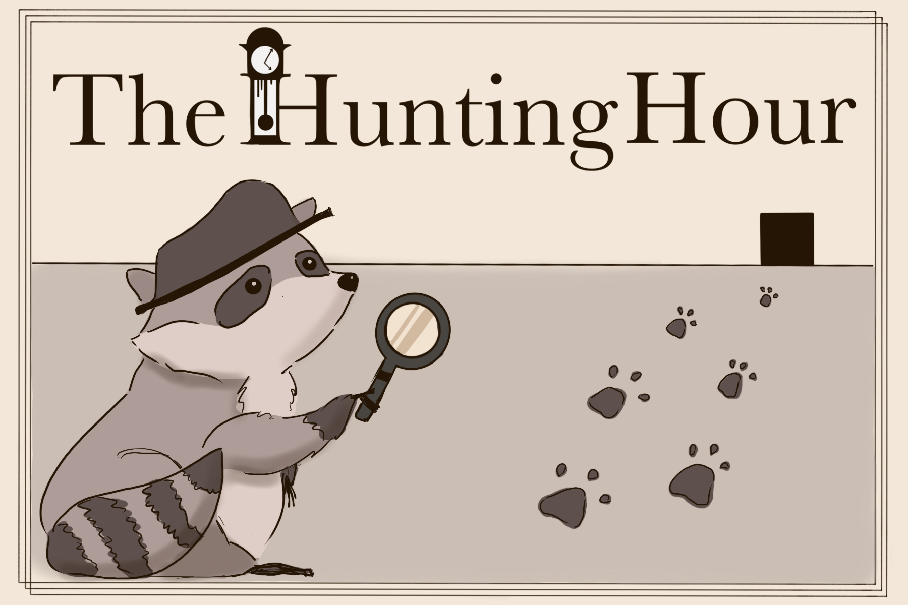 Title card for The Hunting Hour featuring a detective raccoon.