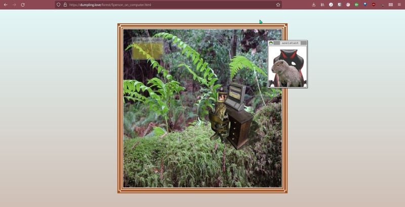 Screenshot of a forest and capybara from dumpling.love.