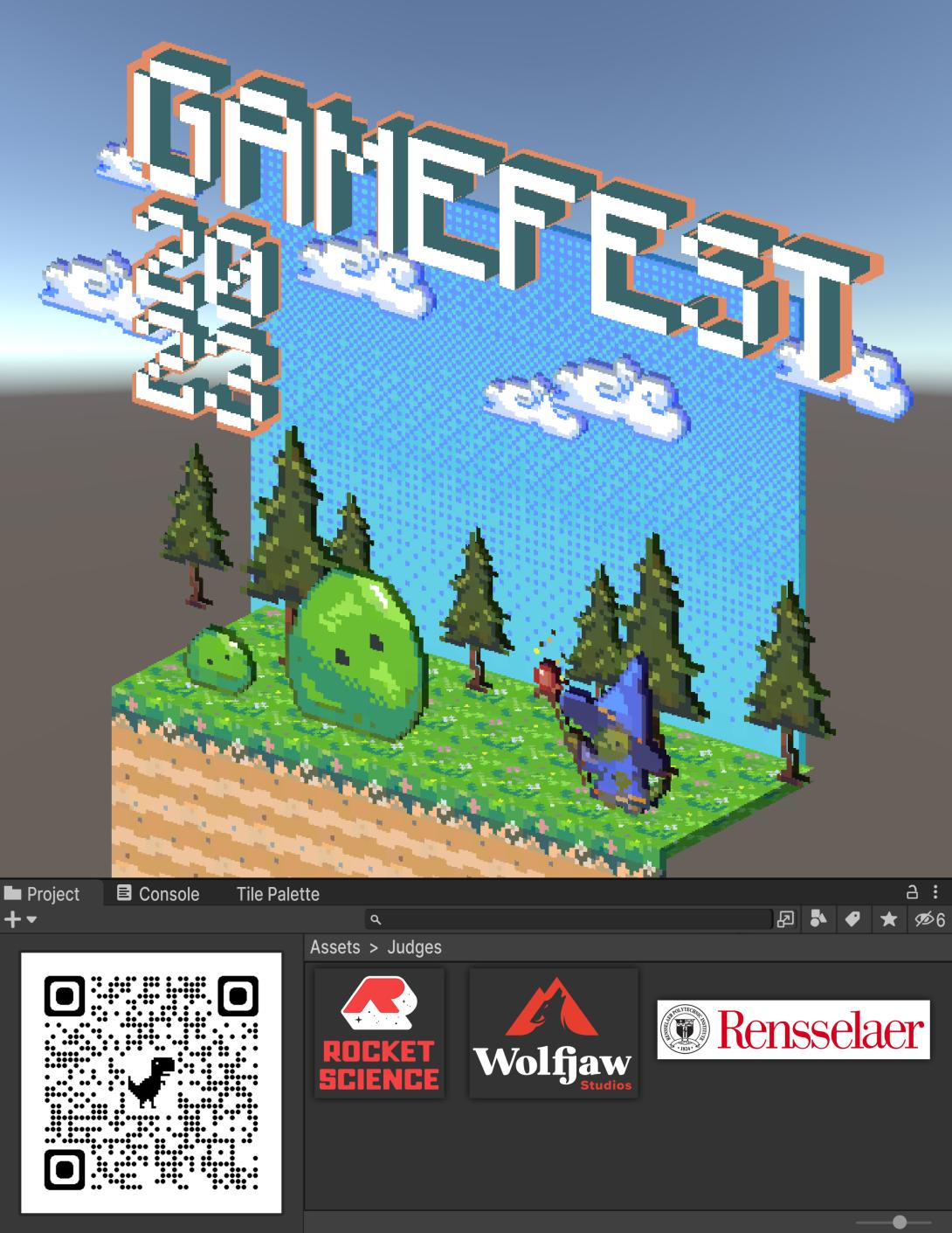 Pixel art poster for GameFest 2023. 